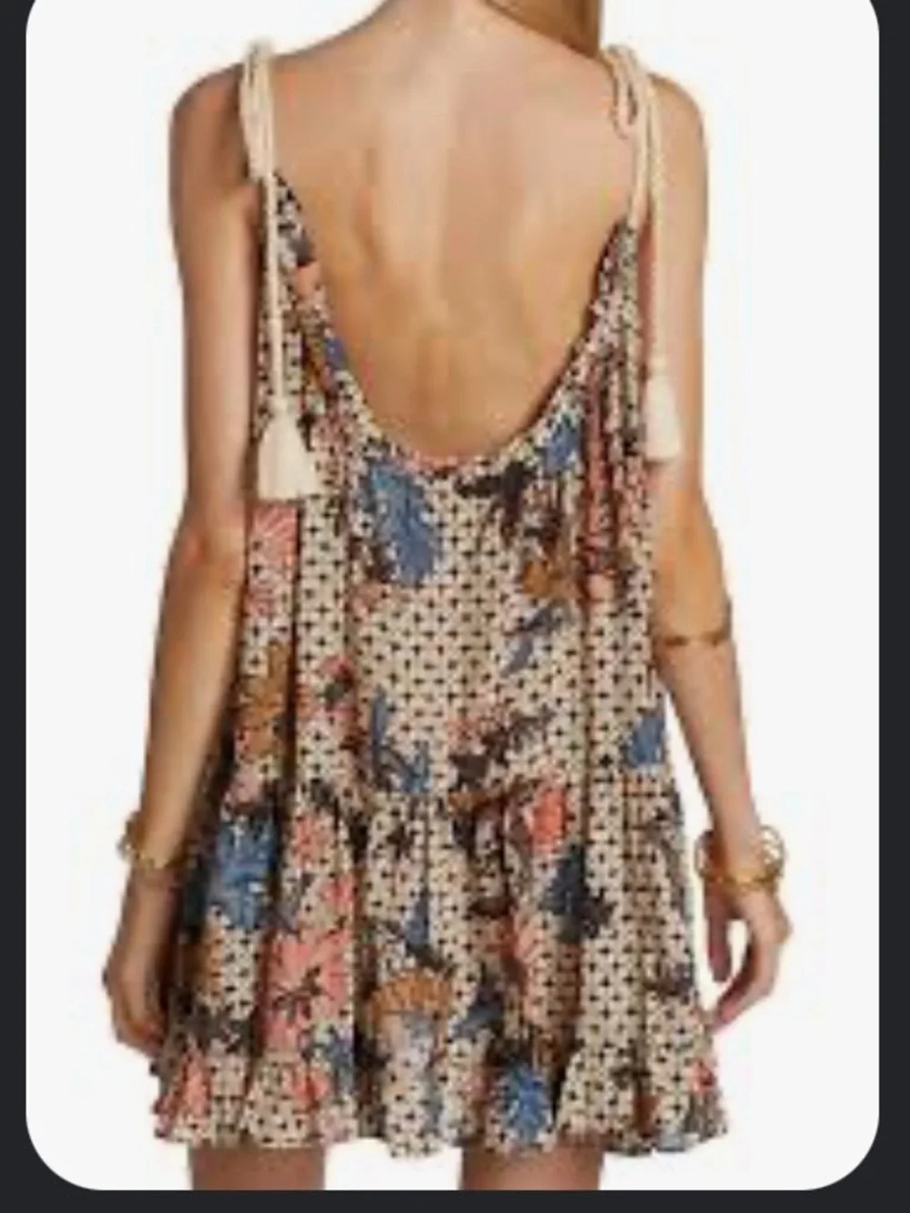 Ulla Johnson Trula Mini Dress Coverup Cotton Blend Print Rope Tie Straps Size L